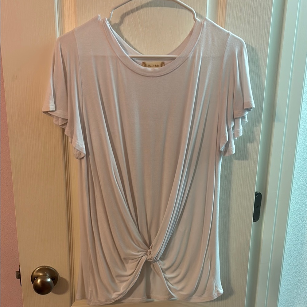 Altar'd State White Tie Front Short Sleeve Tee